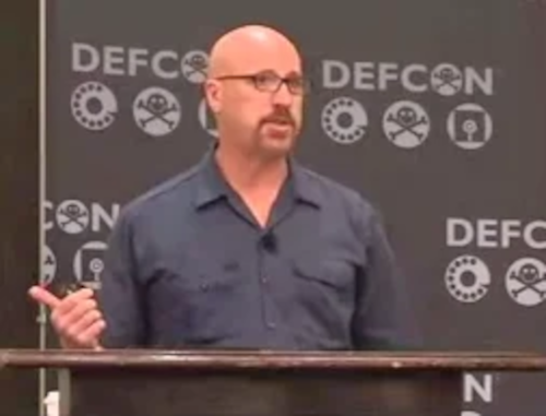 Suggested replacement: Michael Schrenk speaking onstage about autonomous agents and deterministic AI at a technology conference. Generic image shown.
